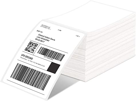 Phomemo Thermal Direct Shipping Label - 4" x 6" Fan-Fold Labels, 500 pcs, Permanent Adhesive, Commercial Grade Postage Thermal Labels