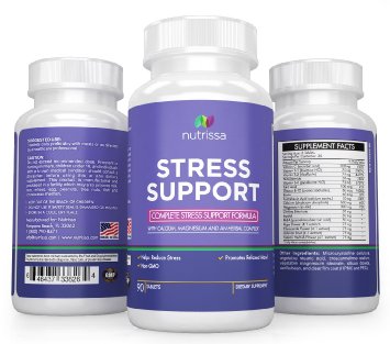 Stress and Anxiety Relief Supplement - Vitamins B and C Calcium Magnesium PABA Pantothenic Acid Folic Acid Hops Chamomile Valerian and Passion Flower - 90 Tablets