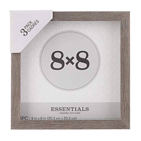 Darice Essentials Gray Shadow Box: 8 x 8 inches, 3 Pieces