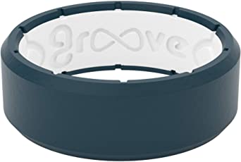 Groove Life Silicone Wedding Ring for Men - Breathable Rubber Rings for Men, Lifetime Coverage, Unique Design, Comfort Fit Mens Ring - Edge Original