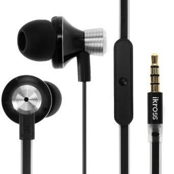 3.5mm Headset - iKross In-Ear 3.5mm Noise-Isolation Stereo Earbuds Headphones with Microphone - Metallic Black For Apple iPhone iPad