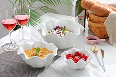 3 Piece Porcelain Serving Bowls Set - Salad Bowls/Cereal Bowls/Dessert Bowls/Ice Cream Bowls (3 piece)