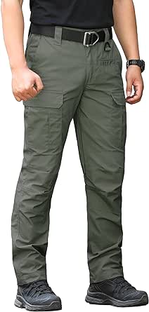 CARWORNIC Men's Ripstop Tactical Pants Water-Resistant Military Cargo Pants Lightweight EDC Pockets Outdoor Hiking Work Pants