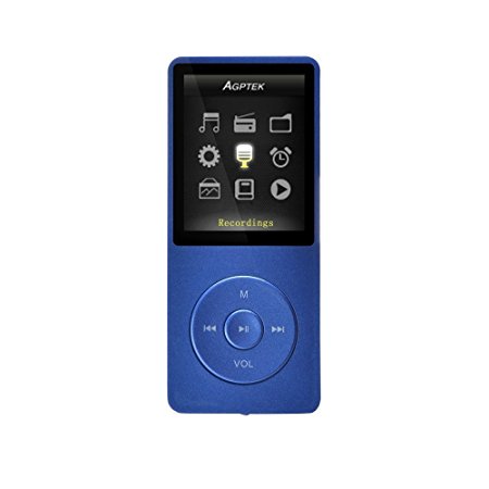 AGPtEK [2016 NEW UI] A02 8GB & 70 Hours Playback MP3 Player Lossless Sound Music Player (Supports up to 32GB), Dark Blue