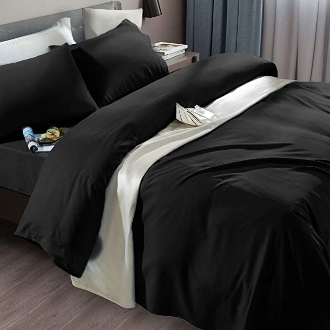 SONORO KATE Bed Sheet Set Super Soft Microfiber 1800 Thread Count Luxury Egyptian Sheets Fit 18-24 Inch Deep Pocket Mattress Wrinkle and Hypoallergenic-6 Piece (Full, Black)