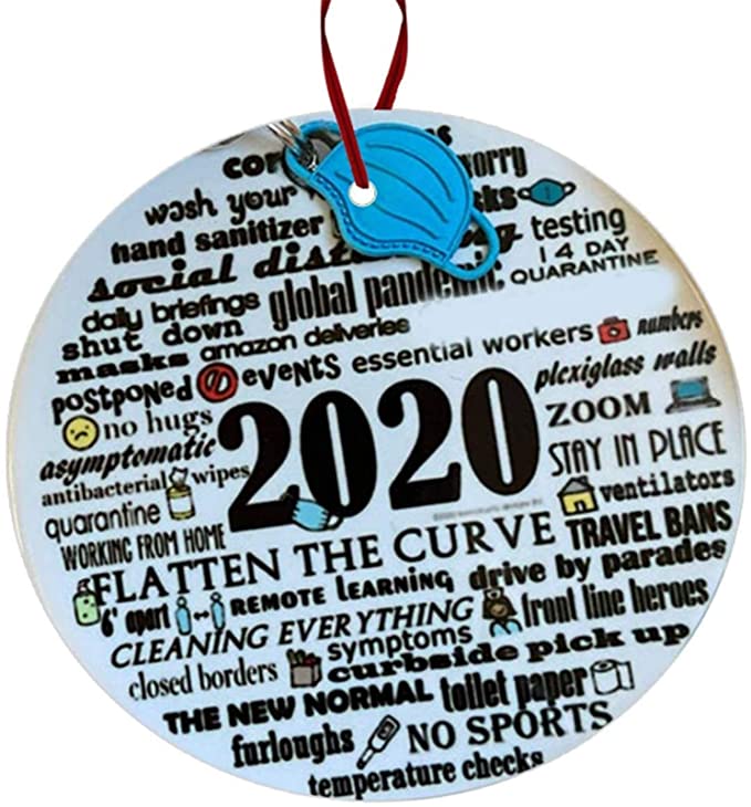 Livingston 2020 Merry Christmas Ornament Funny Christmas Decorations Gift for Friends and Families, Flatten The Curve