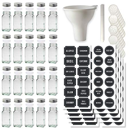 Certified Chef Set of 20 Spice Jars with 140 Spice Labels 40 Specialized Inserts and Stainless Steel Lids