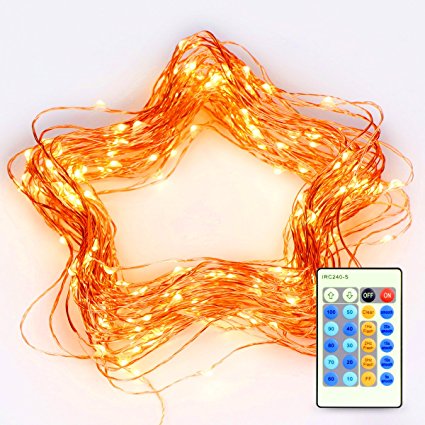 LED String Lights 66 ft with 200 LEDs, 1byone Twinkle Lights Copper Wire Lights With Wireless IR Remote Control Decoration String Light for Holiday Parties, Garden, Wedding, Patio, Gate, Yard