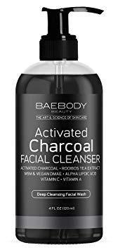 Charcoal Facial Cleanser - Daily Cleanser for Deep Pore Cleansing, Detoxifying, and Smooth Skin. Helps Clear Pores on Oily, Dry & Sensitive Skin with Natural Ingredients.