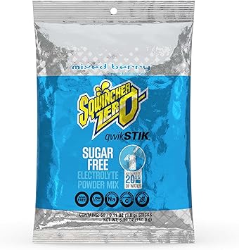 Sqwincher ZERO Qwik Stik - Sugar Free Electrolyte Powdered Beverage Mix, Mixed Berry 060101-MB (Pack of 50)