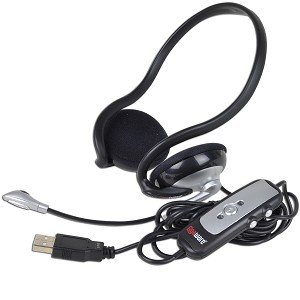 Gigaware 43-203 Wrap Around USB Stereo Headset w/Microphone & Inline Volume Control (Silver/Black)