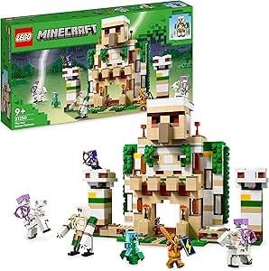 LEGO Minecraft The Iron Golem Fortress, Buildable Castle Toy which Transforms into Large Figure, with 7 Characters includ. Crystal Knight, Skeleton Horsemen and a Charged Creeper 21250