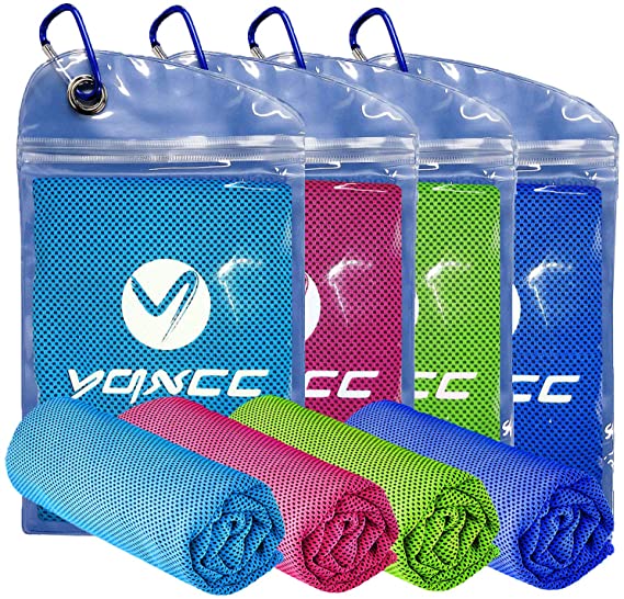 YQXCC Cooling Towel 4 Packs (47"x12") Microfiber Towel Yoga Towel for Men or Women Ice Cold Towels for Yoga Gym Travel Camping Golf Football & Outdoor Sports