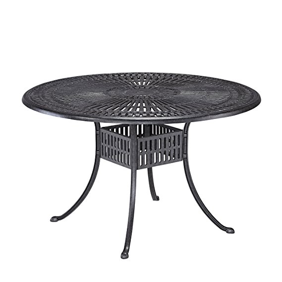 Home Styles 5560-32 Round Outdoor Dining Table, 48-Inch, Charcoal Finish