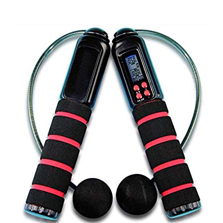 EC VISION Digital Outdoor and Indoor Wireless Cordless Diet Skipping Rope Jumping Rope With Digital LCD Screen Showing Time,Calorie And Jump Counter-Free Juming Rope Included.