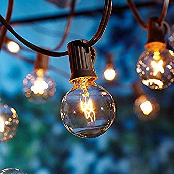 Outdoor Garden String Lights, 2 Packs 25ft G40 OxyLED Garden Patio Outside String Lights,Waterproof Indoor/Outdoor String Lights, Great Garden Patio Outside Xmas Lights (50 Bulbs,6 Replacement Bulbs)