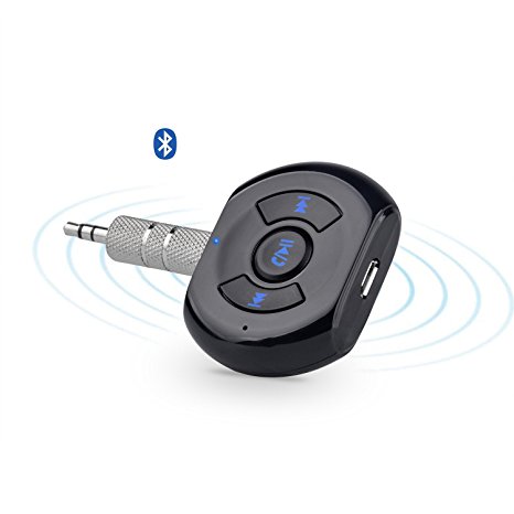 Bluetooth 4.0 Receiver A2DP Wireless Adapter for Home Audio Music Streaming Sound System with 3.5 mm Stereo Output for Car, Home Stereo, iPhone, Samsung, Android, Headphone &Speakers(Black)