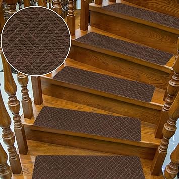 Stair Treads Carpet, FOME Stair Mat Set of 15 Non-Slip Stair Rugs 30"x8" Anti Moving Grip Safety Staircase Step Treads for Kids Elders and Dog