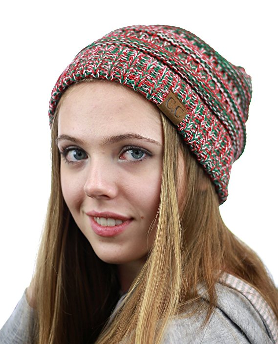 NYFASHION101 Exclusive Unisex Two Tone Warm Cable Knit Thick Slouch Beanie Cap