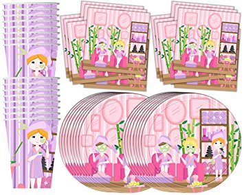 Spa Salon Birthday Party Supplies Set Plates Napkins Cups Tableware Kit for 16