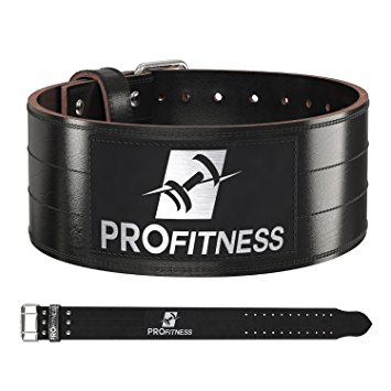 ProFitness Weightlifting Belt (4 Inches Wide) – Pre Broken-In Genuine Leather Lifting Belt - Great Back Support during Squats, Deadlifts, Lunges, CrossFit & Weight Training - Ideal for Men & Women