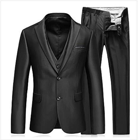Men’s 3-Pieces Suit Slim Fit Shawl Lapel One Button Vested Dress Suit Set Blazer Jacket Pants Tux Vest