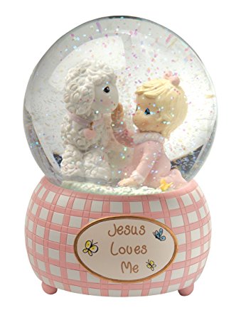 Precious Moments, Baby Gifts, “Jesus Loves Me”, Snow Globe, Resin, Girl, #102403