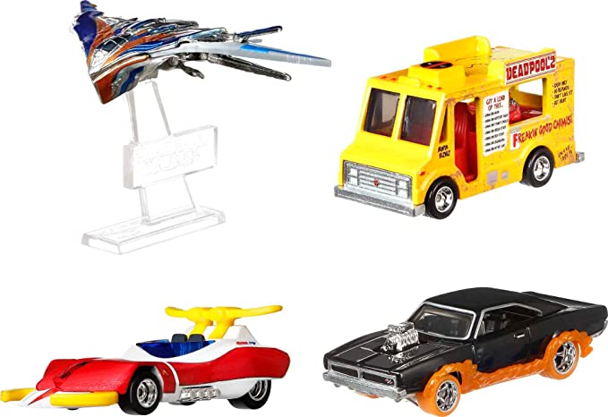 Hot Wheels Marvel Premium 5-Pack Bundle, 5 Hot Wheels Vehicles Inspired by Marvel Characters, RealRiders, Metal/Metal, Gift for Adult Collectors [Amazon Exclusive]