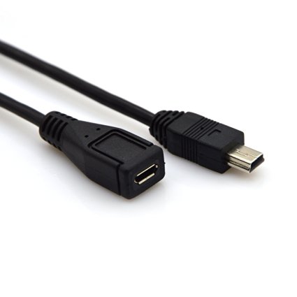 HENGSHENG® USB 2.0 Mini B 5-Pin male to Micro female Adapter cable 0.25M