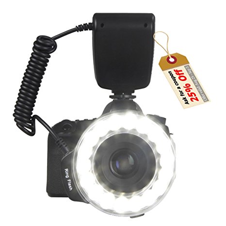 SAMTIAN RF-600D 18 LEDs Ultra Bright Macro LED Ring Flash, Versatile Lighting for Macro Close-up Photography For Canon Nikon Sony Mi Hot Shoe and Other DSLR Cameras