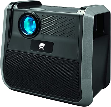 RCA - RPJ060 Portable Projector Home Theater Entertainment System - Outdoor, Built-in Handles and Speakers, Black, Graphite (RPJ060-BLACK/GRAPHITE)