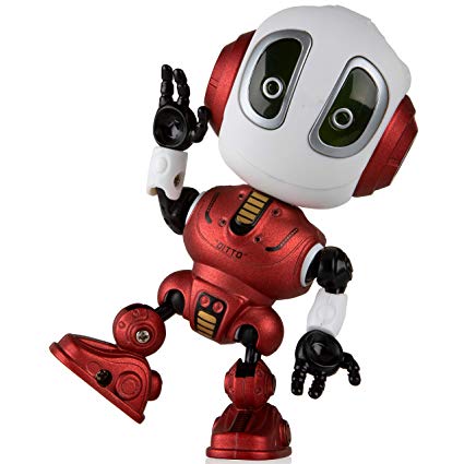 Talking Robots for Kids – Ditto Mini Robot Travel Toy with Posable Body, Smart Educational Stem Toys, Voice Changer and Robotics for Kids (Red)