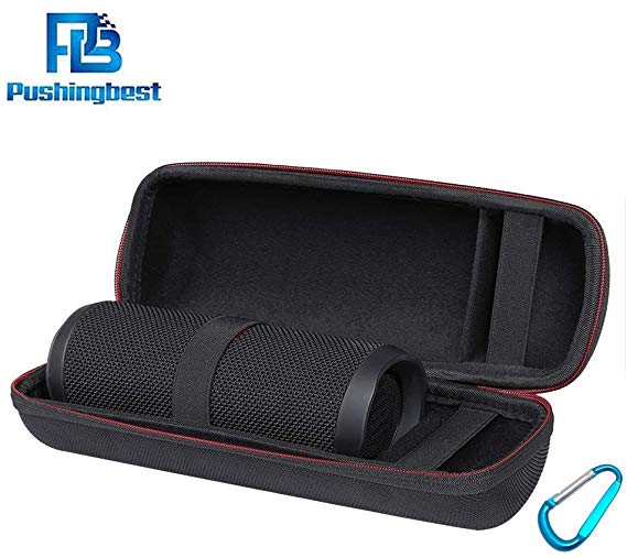 Pushingbest Hard Carrying Case for JBL Flip 5 Portable Waterproof Bluetooth Speaker - Fit USB Plug and Cable (Black)