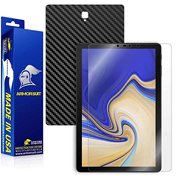 ArmorSuit Samsung Galaxy Tab S4 10.5" (SM-T830) Screen Protector MilitaryShield   Black Carbon Fiber Skin Wrap Back Film Protector for Samsung Galaxy Tab S4 10.5" (SM-T830)