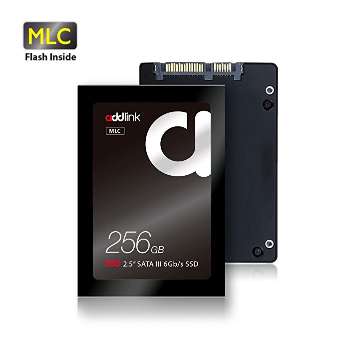 addlink S50 SSD 256GB MLC SATA III 6Gb/s 2.5-inch / 7mm Internal Solid State Drive with Read 550MB/s Write 500MB/s (MLC 256GB)