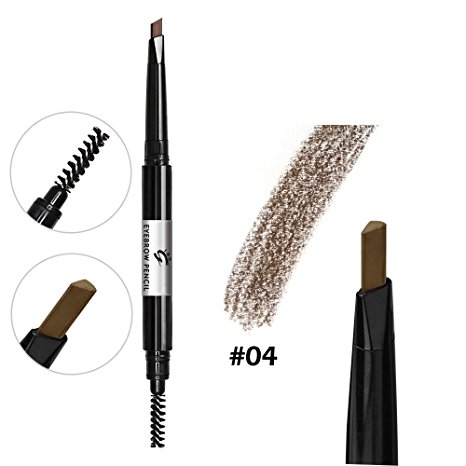 2 in 1 Brown Eyebrow Pencil with Brow Brush / Automatic Waterproof Eyebrow Colour for Women Girls (Brown #4)