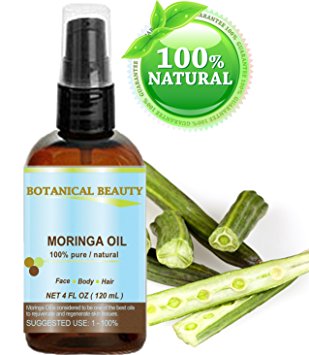 MORINGA OIL . 100% Pure / Natural / Undiluted Cold Pressed Carrier Oil. 4 Fl.oz.- 120 ml. For Skin, Hair, Lip and Nail Care. "Moringa Oil is a nutrient dense, high in palmitoleic, oleic and linoleic acids, moisturizing fatty acids and vitamins A, C and E."