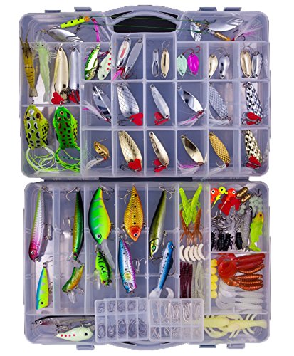 KMBEST Fishing Lures Mixed Lots Including Hard Lure Minnow Popper Crankbaits VIB Topwater Diving Floating Lures Soft Plastics Worm Spoons Other Saltwater Freshwater Lures with Tackle Box