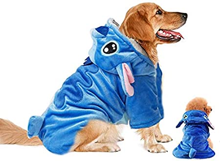 Gimilife Pet Costume, Dog Hoodie,Pet Xmas Pajamas Outfit, Pet Coat for Small Medium Large Dogs and Cats,Pet Disney Stitch Cartoon,Halloween and Winter
