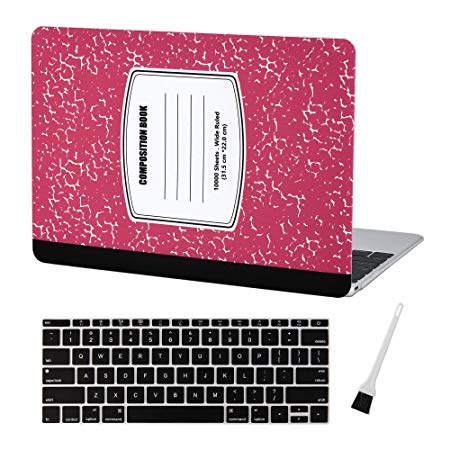 Macbook 12 Inch Plastic Hard Shell Case & A1534 Silicon Keyboard Cover A1534 Macbook Air 12 Inch Case Compatible MacBook 12 Inch Retina A1534 (Newest Version 2017/2016/2015)(Notebook pattern-Wine red)
