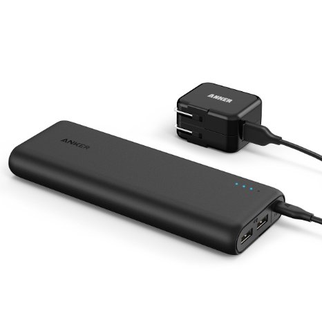 [Most Compact 20000mAh Portable Charger] Anker PowerCore 20100 - Ultra High Capacity Power Bank with 4.8A Output, for iPhone, iPad and Samsung Galaxy and more, Includes Wall Charger (Black)