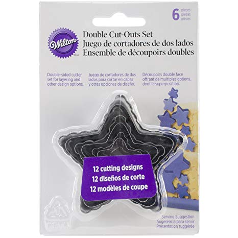 Wilton 417-2584 6-Piece Nesting Fondant Double Sided Cut Out Cutters, Star