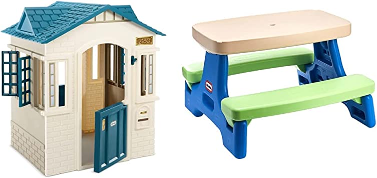 Little Tikes Cape Cottage Playhouse - Blue & Easy Store Jr. Kid Picnic Play Table