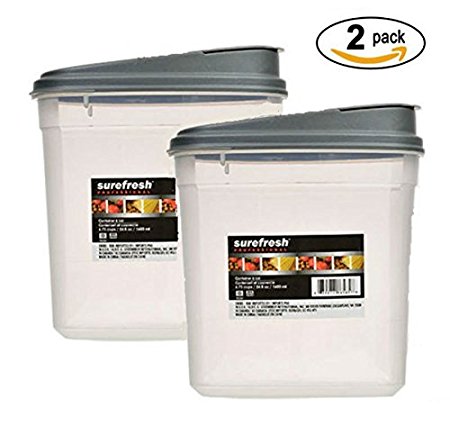 2 Plastic Containers & Lids 2-Piece Set 54oz Cereal Grain Dispenser Dry Food Storage & Organizer BPA Free