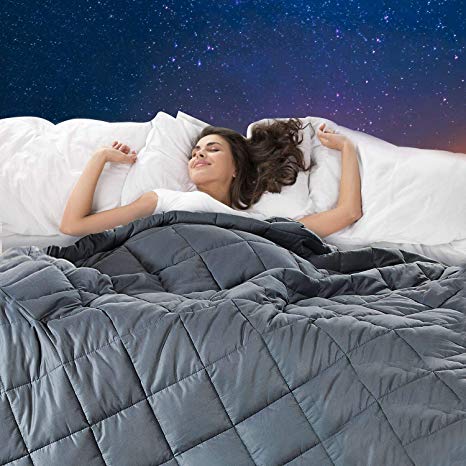 Weighted Blanket(25lbs, 60''x80'', Queen Size),Bed Couch Heavy Blanket with 100% Cotton Material and Glass Beads for Kids and Adult-Dark Grey