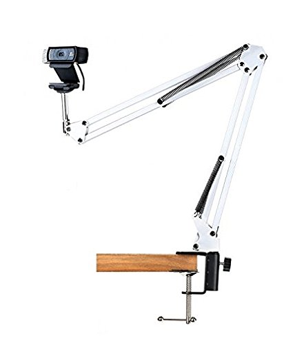 Desk Clamp Mount Suspension Boom Scissor Arm Tripod Stand Holder for Logitech Webcam C922 C930e C930 C920 C615-white