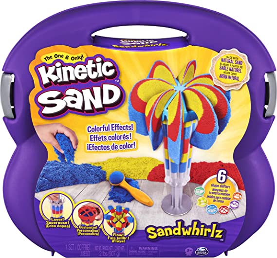 Kinetic Sand, Sandwhirlz Playset with 3 Colors of Kinetic Sand (2lbs) and Over 10 Tools, for Kids Aged 3 and up