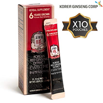 KGC Cheong Kwan Jang [EveryTime 3000mg] Korean Panax Red Ginseng Extract Portable Sticks for Healthy Immune Support and Energy Levels - 10 Stick Packs