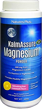 NaturesPlus Kalmassure Magnesium Powder - 400 mg, Vegan Powder - Pink Lemonade Flavor - Natural Stress Relief, Supports Nerve and Muscle Relaxation - Non-GMO, Vegetarian, Gluten-Free - 60 Servings