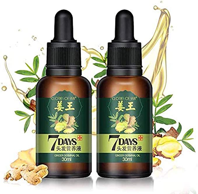 30ml Ginger Germinal Essential Oil, Dense Thicken Hair Supports Hair Growth Hair Loss Treatment For Men & Women (2 Pack)